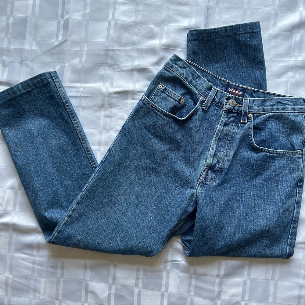 Guess Jeans Vintage Straight Leg High Rise Blue Denim Jeans